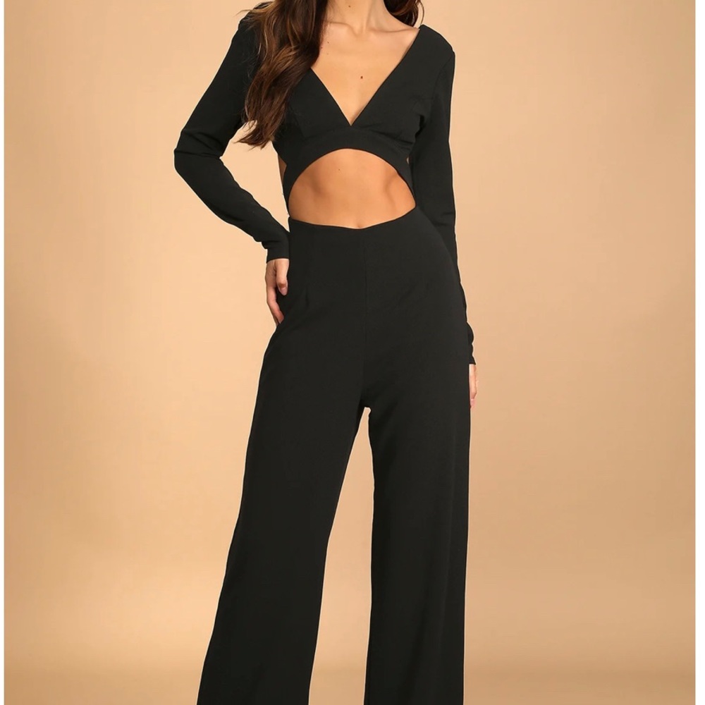 Sophisticated Nights Black Cutout Long Sleeve Jumpsuit